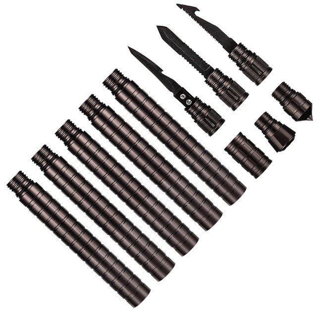 Screw-Together Trekking Staff with Camp Tool Heads – 3 to 6 Aluminum Tubes
