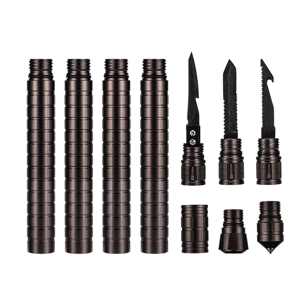 Screw-Together Trekking Staff with Camp Tool Heads – 3 to 6 Aluminum Tubes