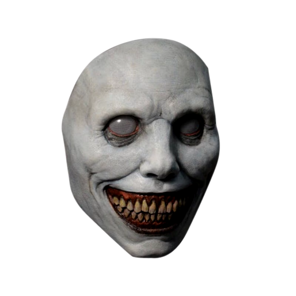 Creepy Smiling Face Evil Mask - Creepy White Eyed Demon Smiling Mask