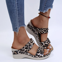 Leopard / Snake Print Orthopedic Leather Wedge Soft Sole Sandals
