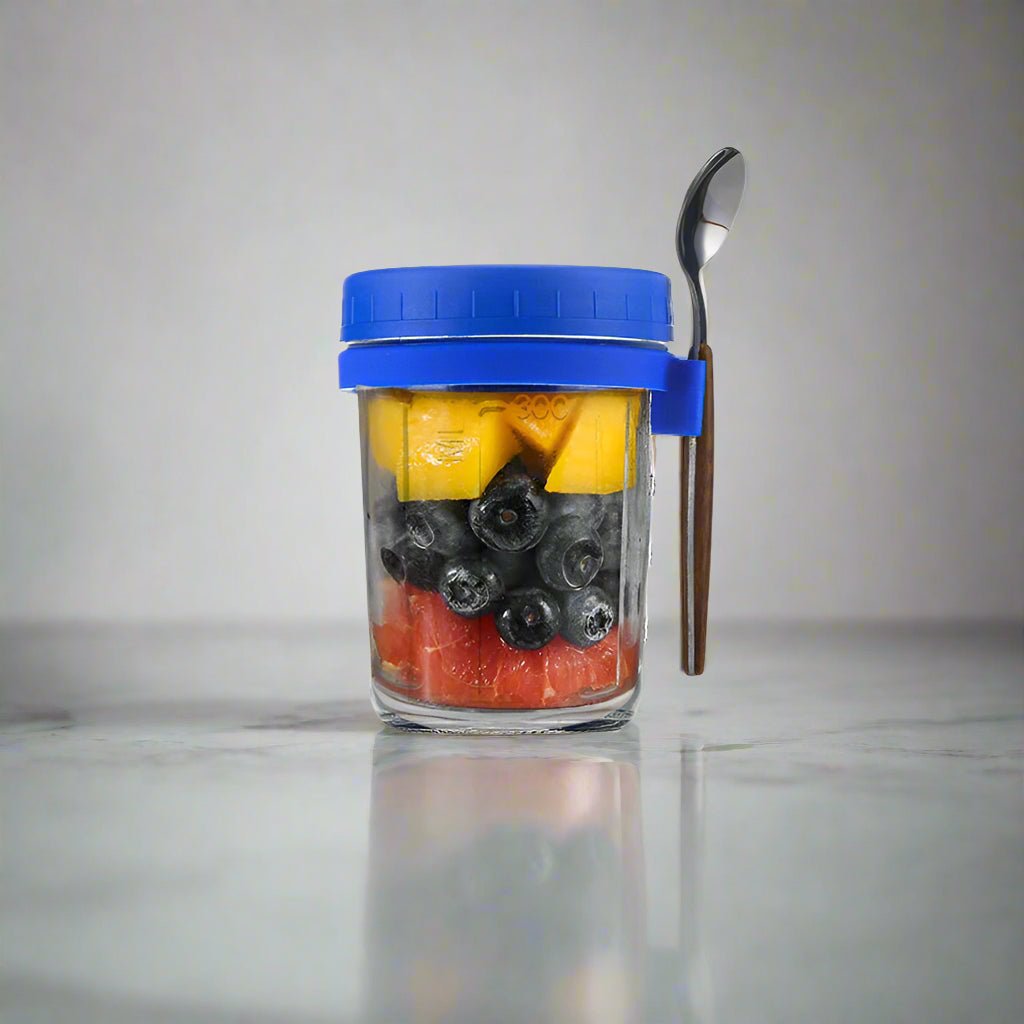 Overnight Oats Container with Lid & Spoon – 350ML  Glass Perfect for Yogurt, Cereal, Oatmeal & More, Portable, Stylish, and Ready for Your Mornings