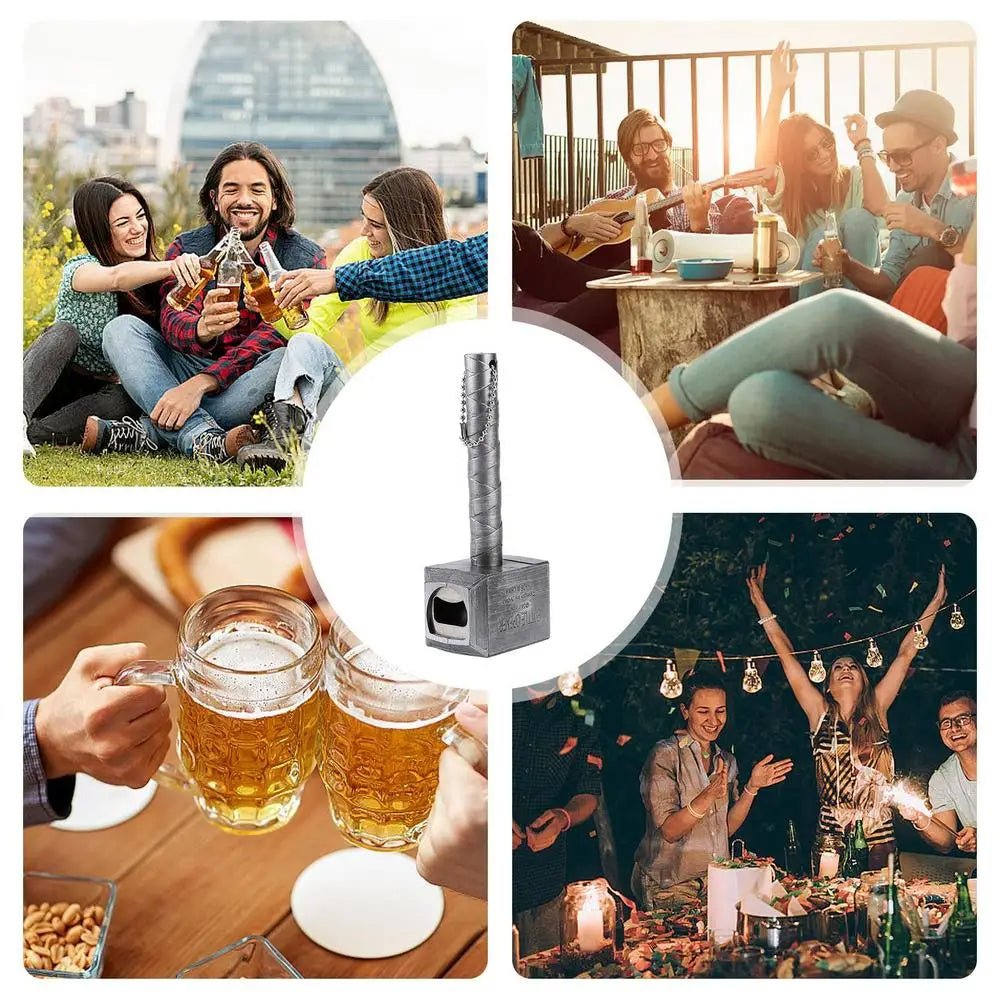 Oversized Thor-Shaped Beer Bottle Opener – Multifunctional Hammer Design with Long Handle for Kitchen and Bar Adventures