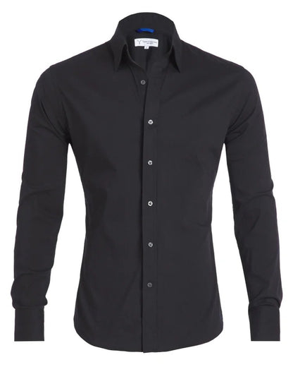 Oxford Stretch Zip Shirt - No Iron Wrinkle Free Casual Button Down Long Sleeve