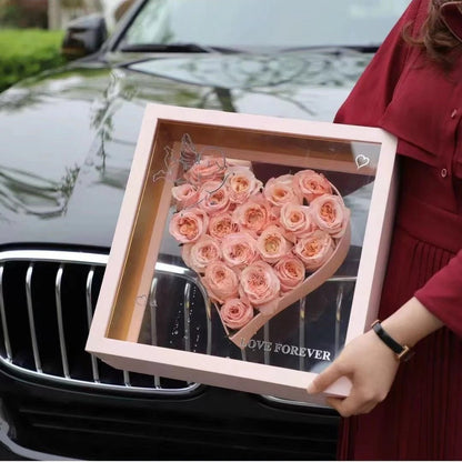 Pack My Heart - Transparent Window Designer Love Heart Shaped Flower Gift Perfect for Valentine's Day