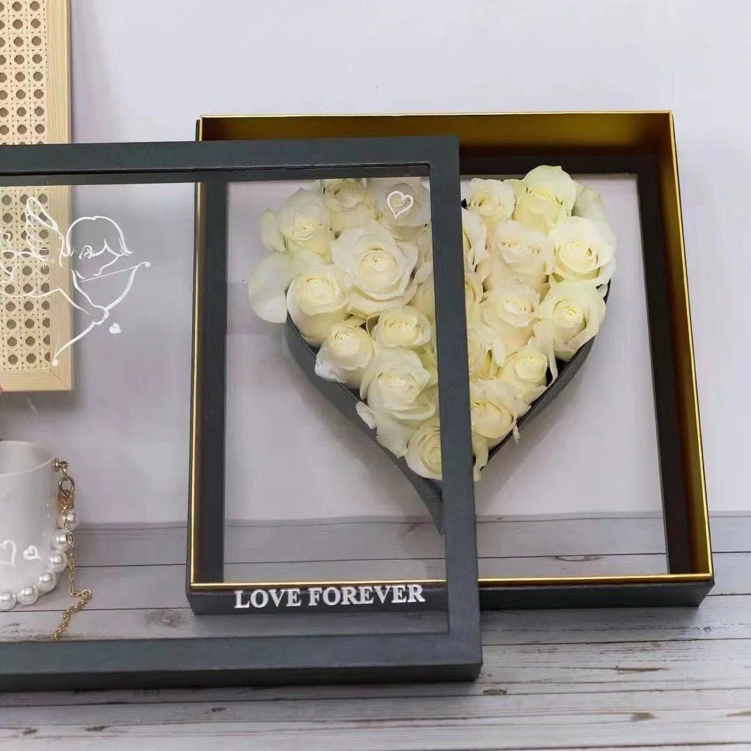 Pack My Heart - Transparent Window Designer Love Heart Shaped Flower Gift Perfect for Valentine's Day