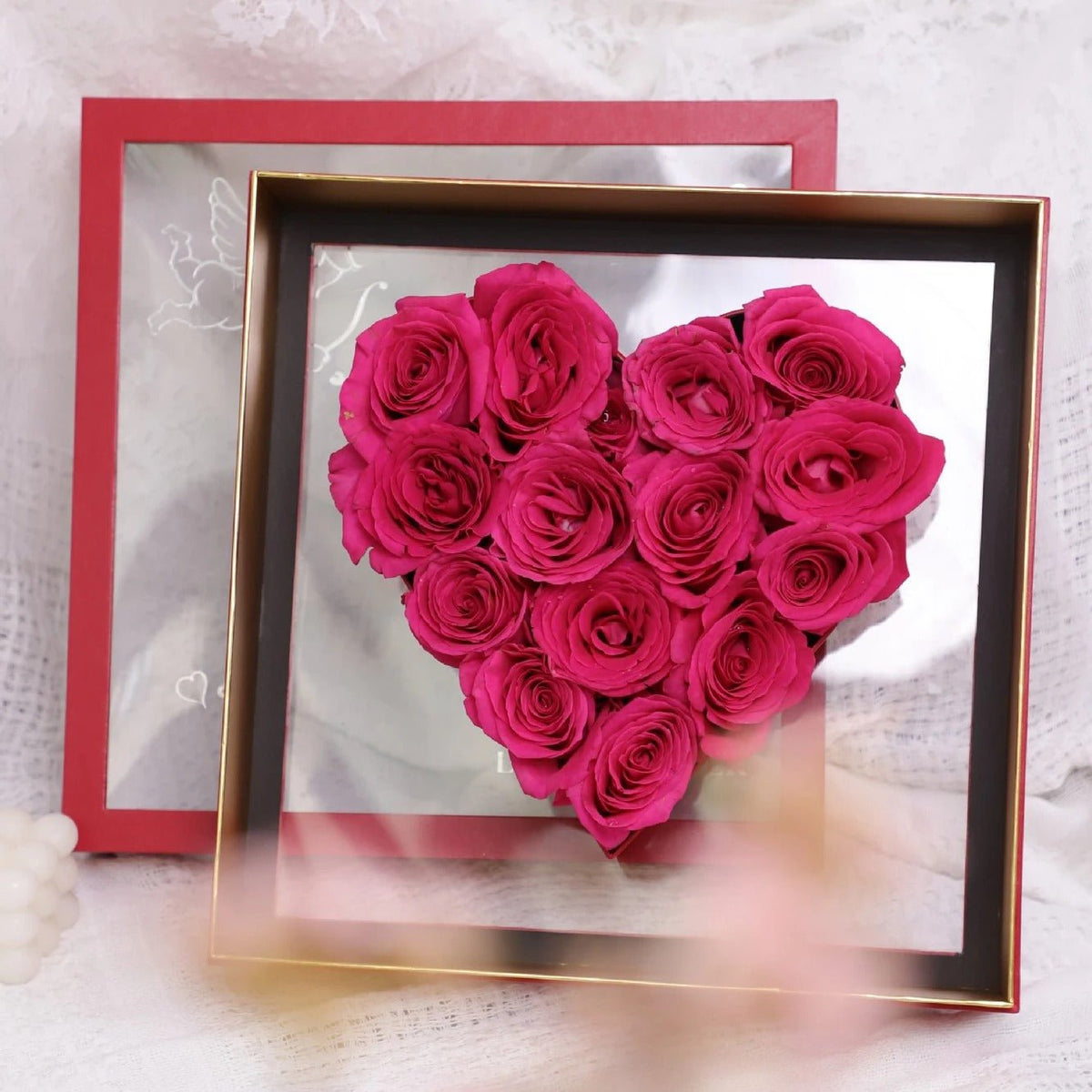 Pack My Heart - Transparent Window Designer Love Heart Shaped Flower Gift Perfect for Valentine's Day