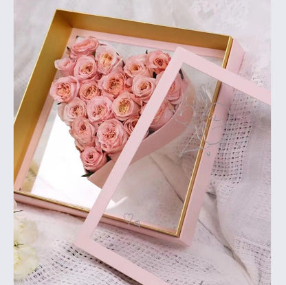 Pack My Heart - Transparent Window Designer Love Heart Shaped Flower Gift Perfect for Valentine's Day