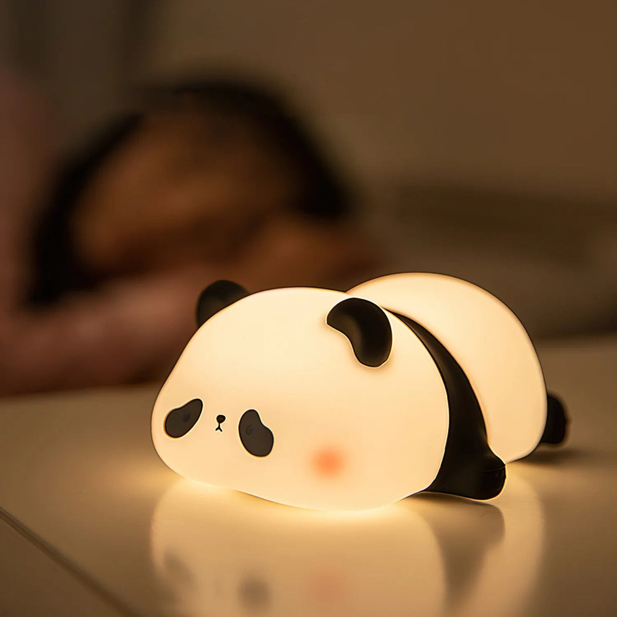 LED Panda Night Light - USB Rechargeable Silicone Night Light, Touch Night Panda Lamp for Bedroom