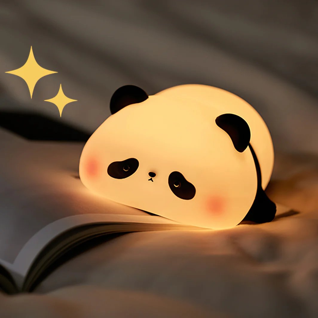 LED Panda Night Light - USB Rechargeable Silicone Night Light, Touch Night Panda Lamp for Bedroom