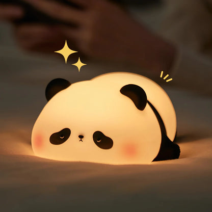 LED Panda Night Light - USB Rechargeable Silicone Night Light, Touch Night Panda Lamp for Bedroom
