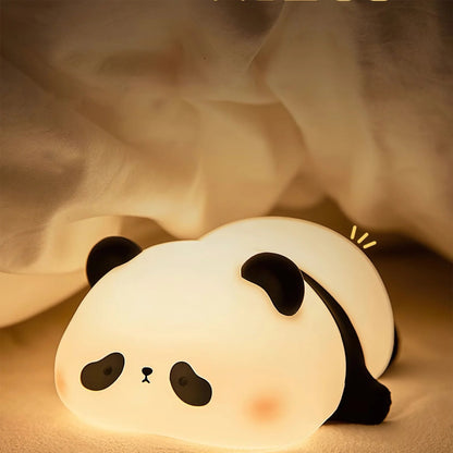 LED Panda Night Light - USB Rechargeable Silicone Night Light, Touch Night Panda Lamp for Bedroom