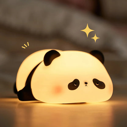LED Panda Night Light - USB Rechargeable Silicone Night Light, Touch Night Panda Lamp for Bedroom