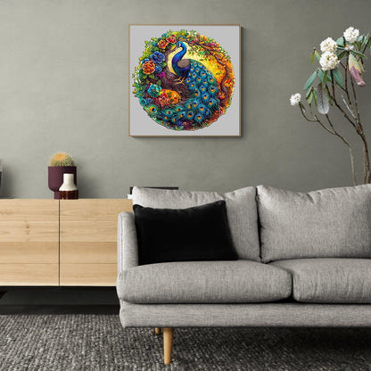 Peacock & Bird Wooden Puzzle Educational Toy – Multi-Size Round Puzzle for Adults & Kids, Perfect Festival Gift & Relaxing Toy