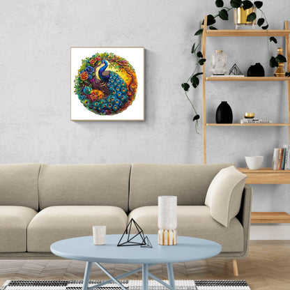 Peacock & Bird Wooden Puzzle Educational Toy – Multi-Size Round Puzzle for Adults & Kids, Perfect Festival Gift & Relaxing Toy