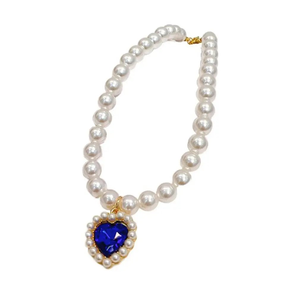Pet Cat Pearl Necklace – Adjustable Rhinestone Cat Collar with Colorful Bling, Perfect for Your Furry Princess