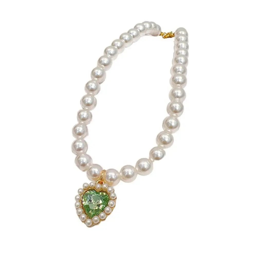 Pet Cat Pearl Necklace – Adjustable Rhinestone Cat Collar with Colorful Bling, Perfect for Your Furry Princess