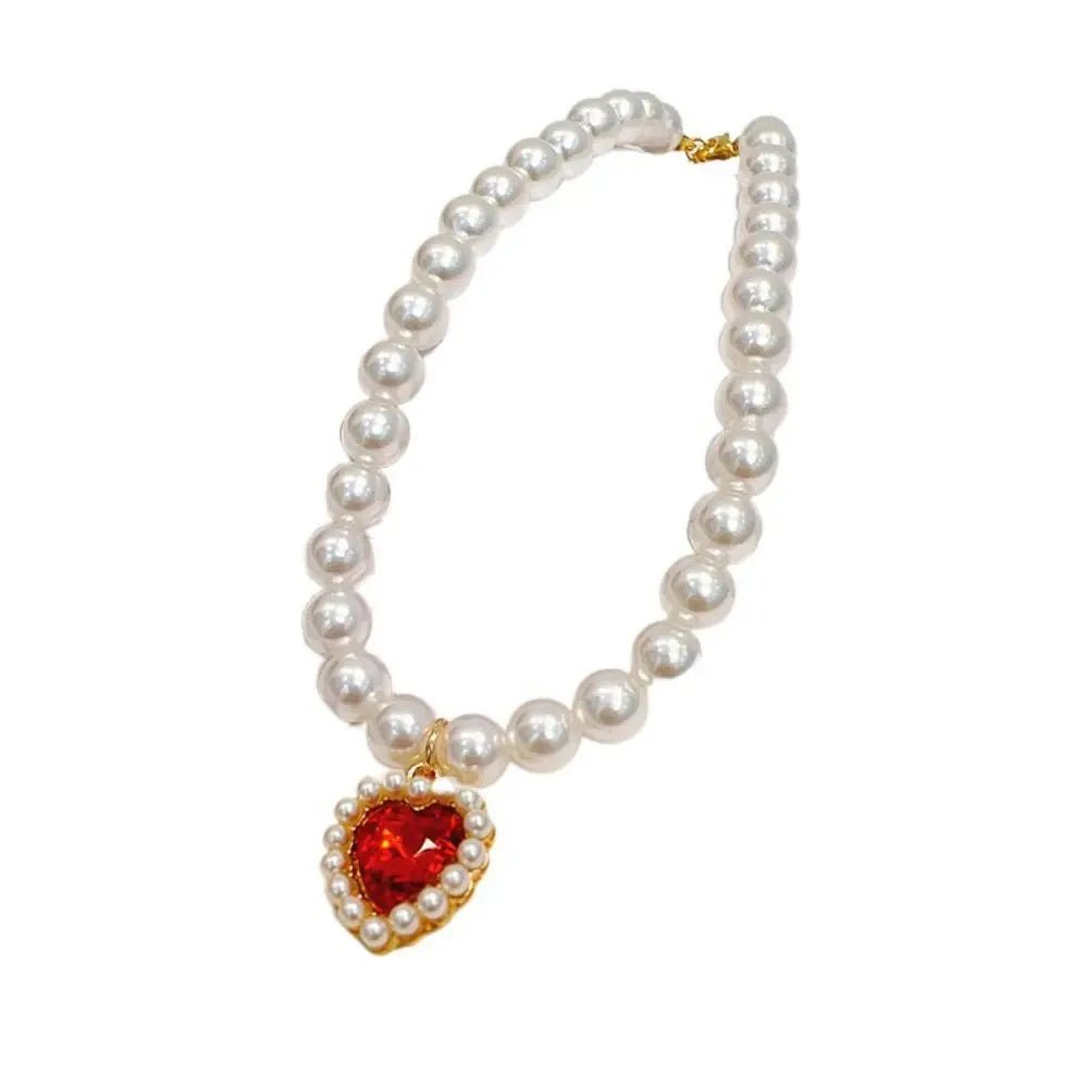 Pet Cat Pearl Necklace – Adjustable Rhinestone Cat Collar with Colorful Bling, Perfect for Your Furry Princess