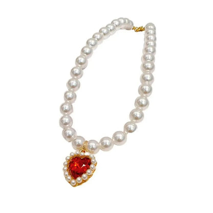 Pet Cat Pearl Necklace – Adjustable Rhinestone Cat Collar with Colorful Bling, Perfect for Your Furry Princess