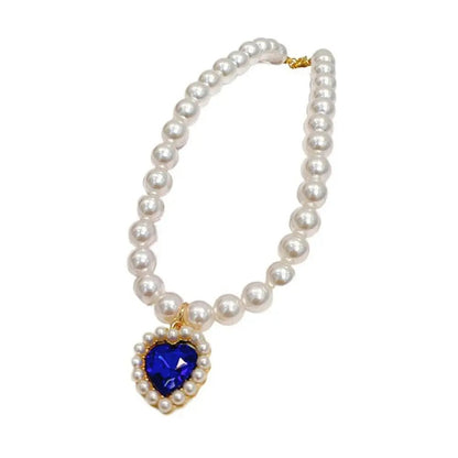 Pet Cat Pearl Necklace – Adjustable Rhinestone Cat Collar with Colorful Bling, Perfect for Your Furry Princess