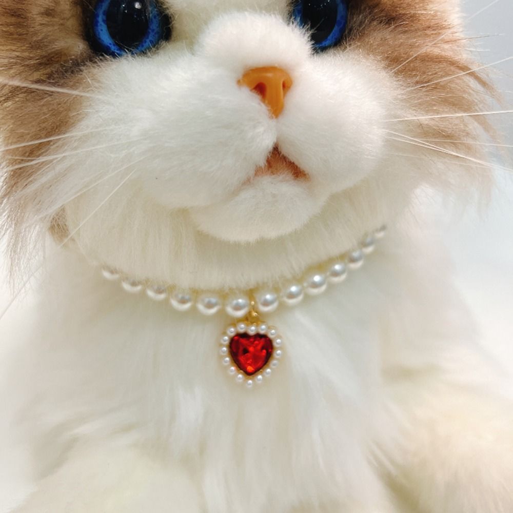 Pet Cat Pearl Necklace – Adjustable Rhinestone Cat Collar with Colorful Bling, Perfect for Your Furry Princess