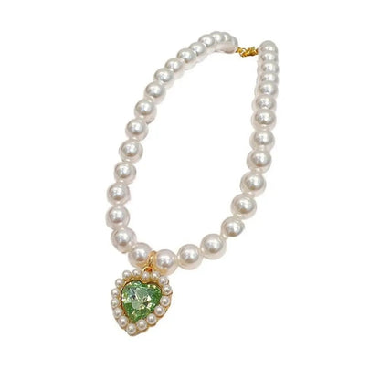 Pet Cat Pearl Necklace – Adjustable Rhinestone Cat Collar with Colorful Bling, Perfect for Your Furry Princess