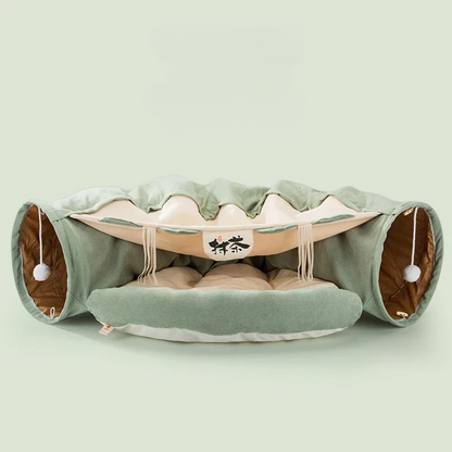 Collapsible Pet Tunnel Bed – Interactive Crinkle Pet Tent for Cat and Dogs for Play & Naps