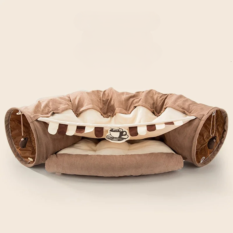 Collapsible Pet Tunnel Bed – Interactive Crinkle Pet Tent for Cat and Dogs for Play & Naps