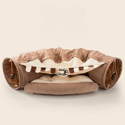 Collapsible Pet Tunnel Bed – Interactive Crinkle Pet Tent for Cat and Dogs for Play & Naps