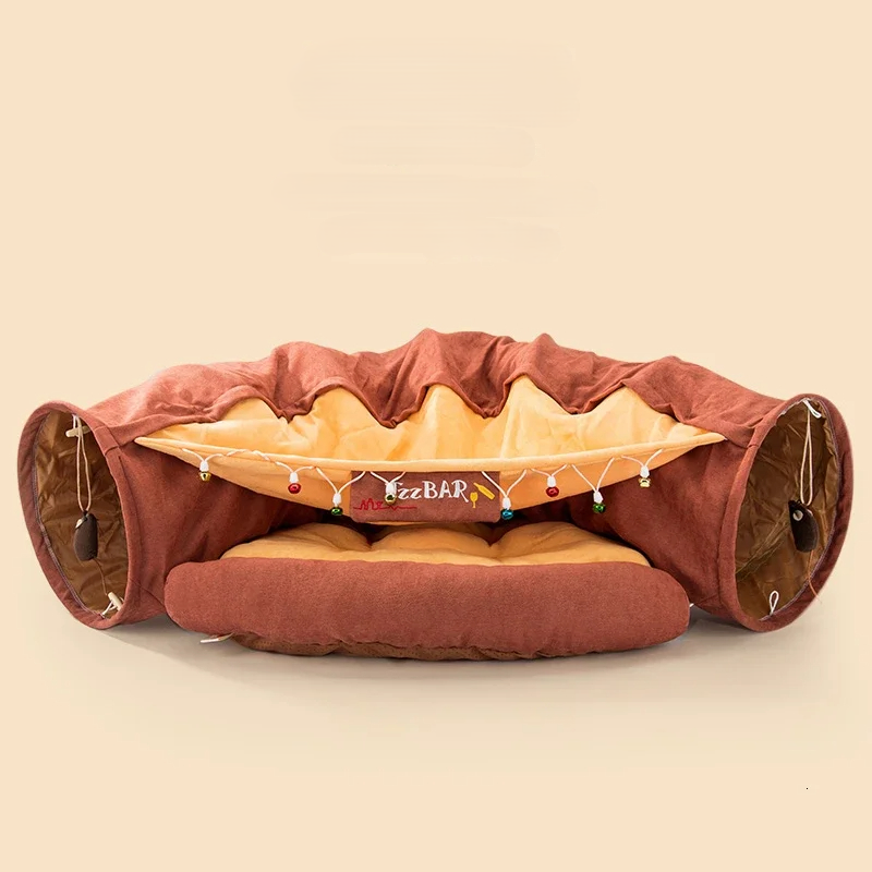 Collapsible Pet Tunnel Bed – Interactive Crinkle Pet Tent for Cat and Dogs for Play & Naps