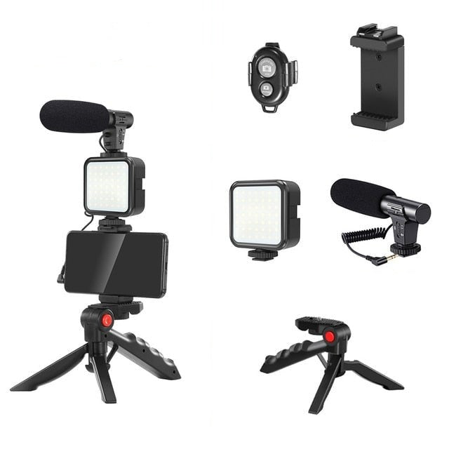 Phone Vlogging Kit – Remote Control, LED Light & Shotgun Microphone