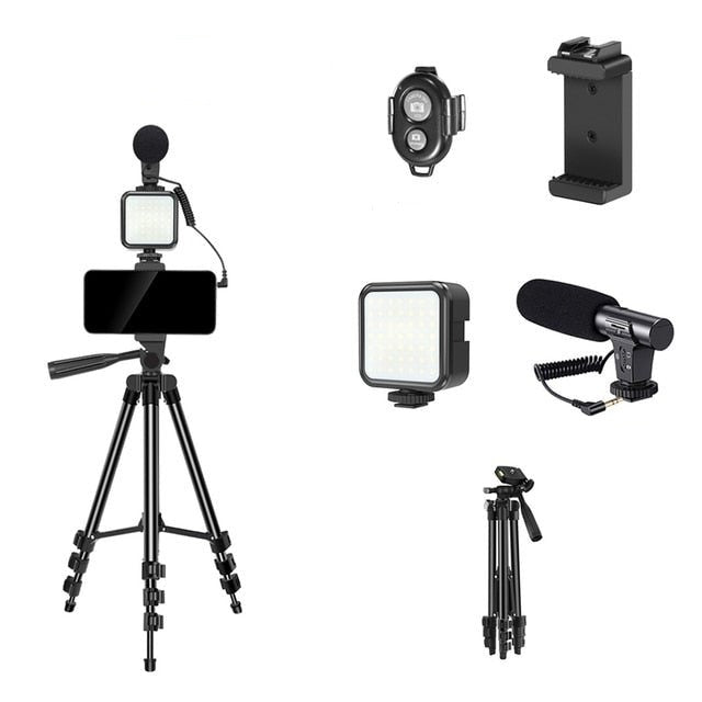 Phone Vlogging Kit – Remote Control, LED Light & Shotgun Microphone