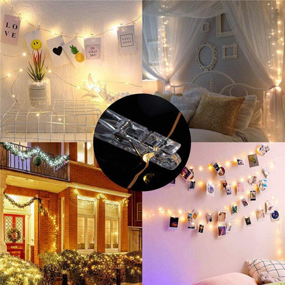 Photo String Lights with Photo Clip - Fairy Garland DIY Deco for Outdoor, Wedding