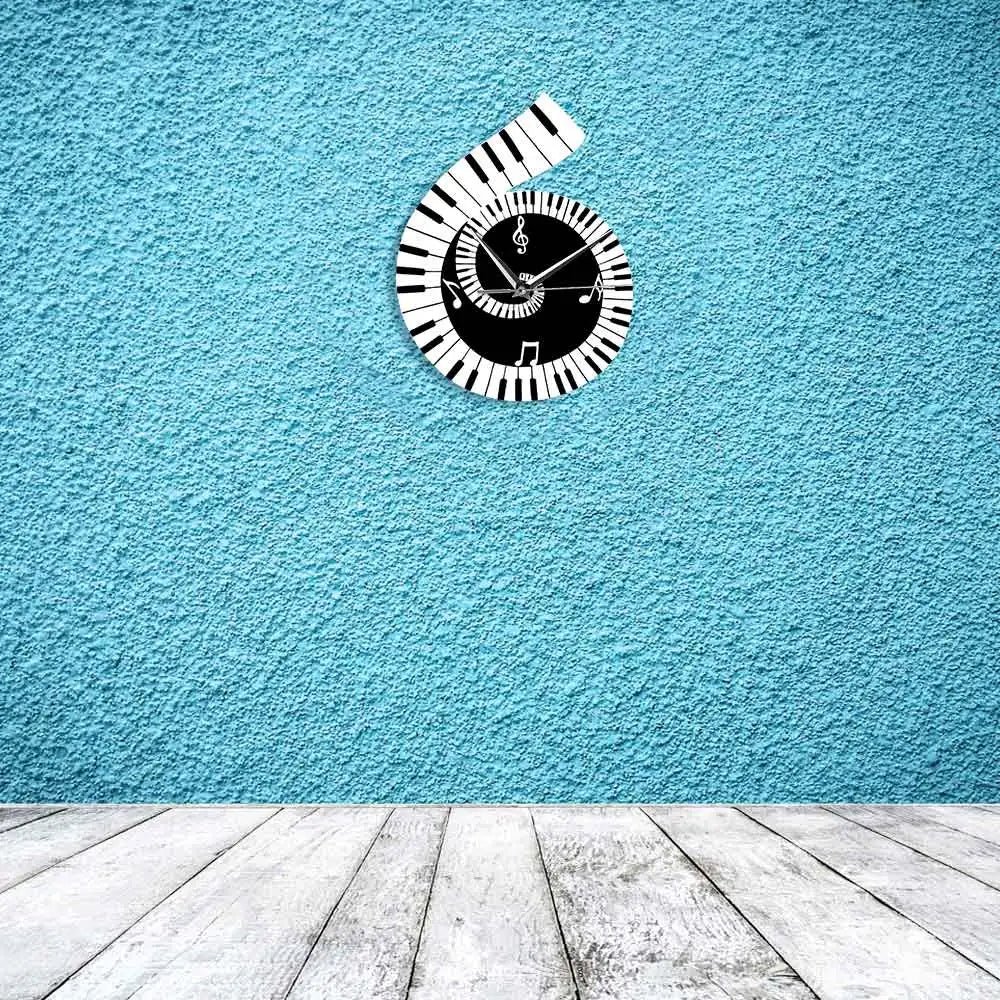 Piano Key LED Wall Clock - Keyboard Music Note Wall Clock for Living Room Decoration, Kitchen and Bedroom