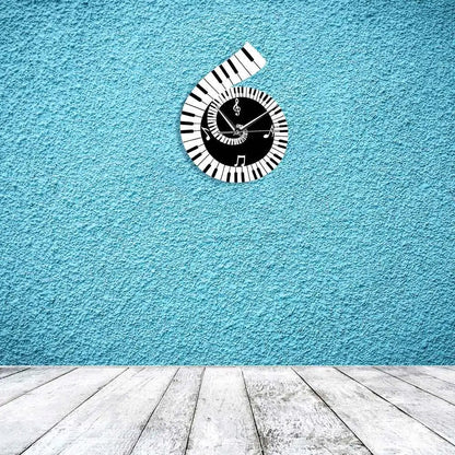 Piano Key LED Wall Clock - Keyboard Music Note Wall Clock for Living Room Decoration, Kitchen and Bedroom