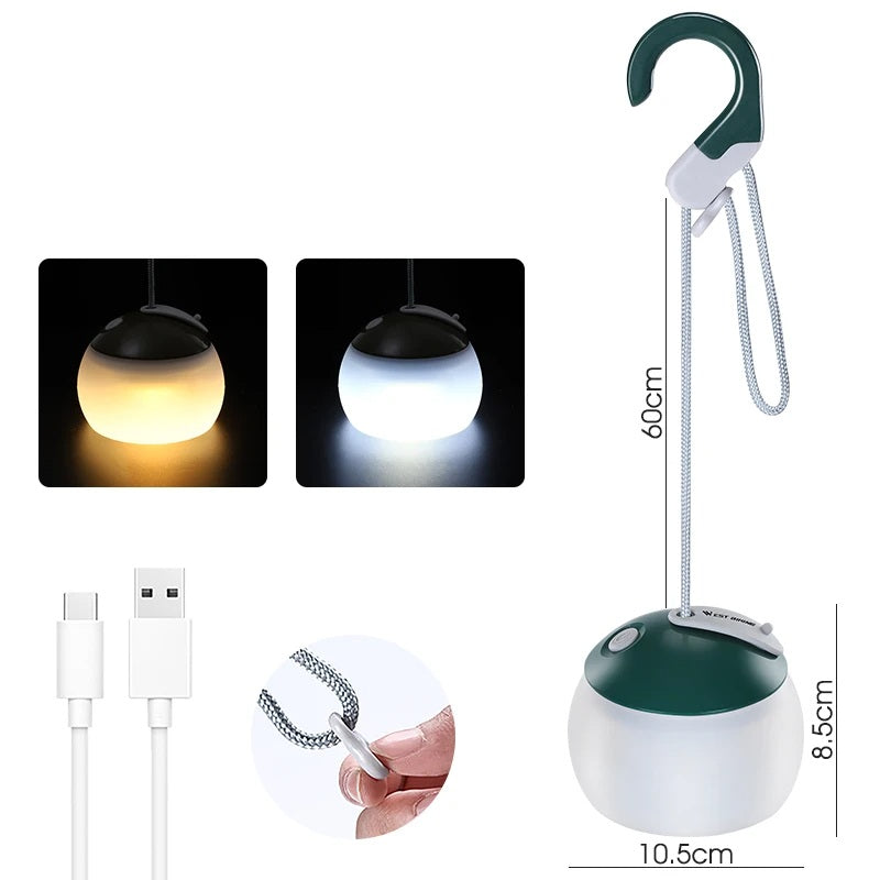 Portable Camping Tent Hanging Light – USB Rechargeable LED Lantern for Outdoor Adventures, Emergency Lighting, and Night Camps