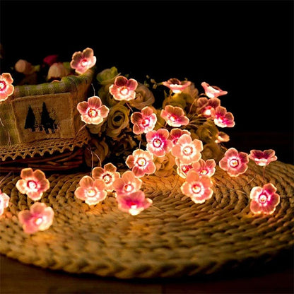 Pink Cherry Blossom Fairy Lights Garland - Creative Flower-Shaped Cherry Blossom String Lights