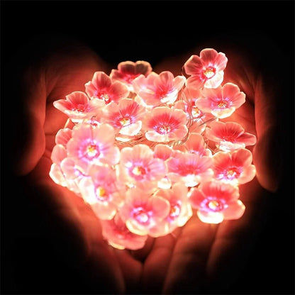 Pink Cherry Blossom Fairy Lights Garland - Creative Flower-Shaped Cherry Blossom String Lights