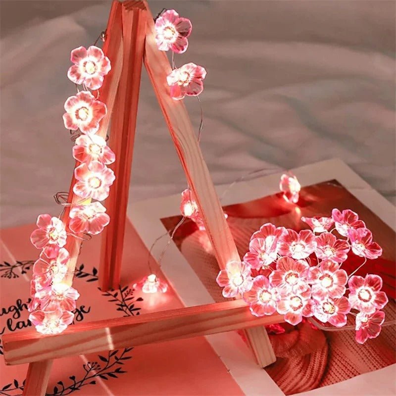 Pink Cherry Blossom Fairy Lights Garland - Creative Flower-Shaped Cherry Blossom String Lights