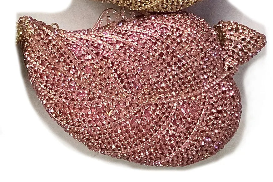 Crystal Tree Leaf Clutch – Women’s Gold, Orange, Green & Blue Diamond Evening Bags for Weddings, Parties & Luxury Fashion