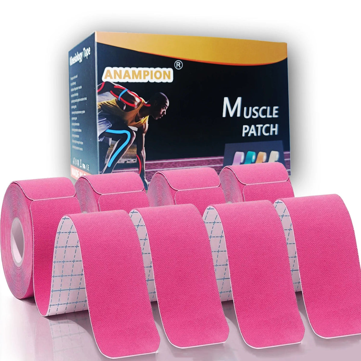Pro Kinesiology Tape 4-Roll Set – Waterproof Breathable Latex-Free Athletic Tape with 80 Precut Strips