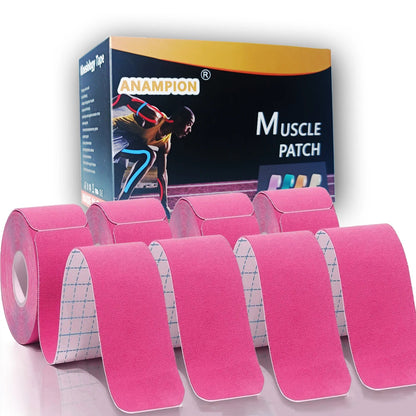 Pro Kinesiology Tape 4-Roll Set – Waterproof Breathable Latex-Free Athletic Tape with 80 Precut Strips