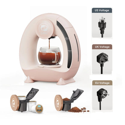 Coffee Machine – MINI Q 2-in-1 Personal Cup Brewer with K-Cup and Ground Coffee Adapter, Compact Tea and Coffee Maker