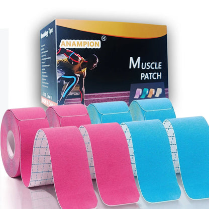 Pro Kinesiology Tape 4-Roll Set – Waterproof Breathable Latex-Free Athletic Tape with 80 Precut Strips