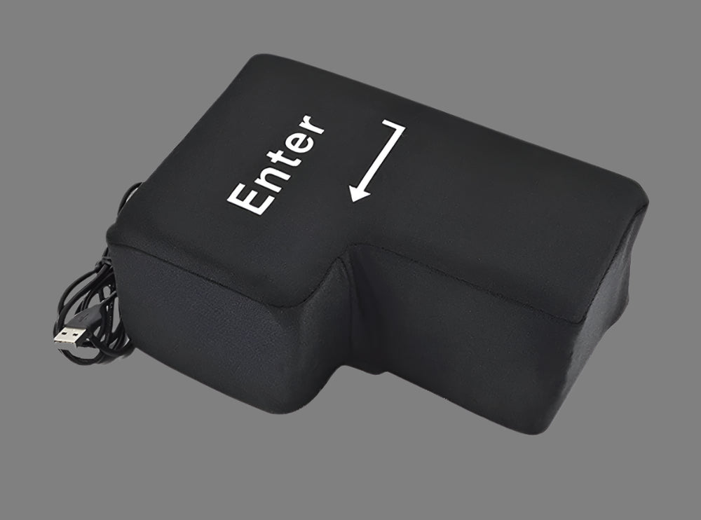 Giant USB Enter Key Anti-Stress Pillow – Fun Desktop Decompression Toy for Office & Home