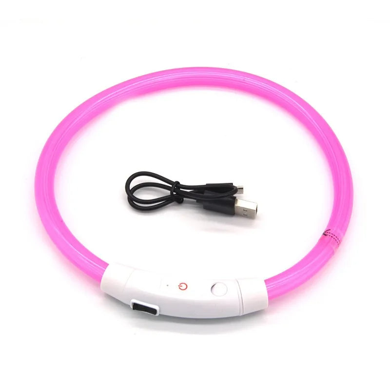 LED Dog Collar – USB Rechargeable Luminous Pet Collar with Adjustable Glow for Safe Night Walks & Anti-Loss Protection