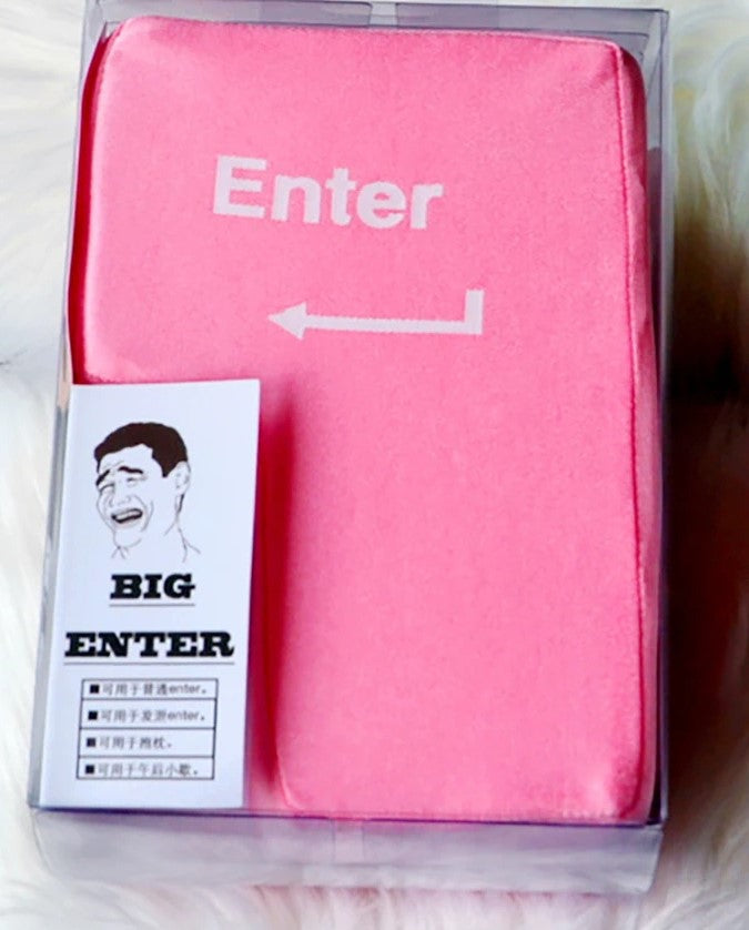 Giant USB Enter Key Anti-Stress Pillow – Fun Desktop Decompression Toy for Office & Home