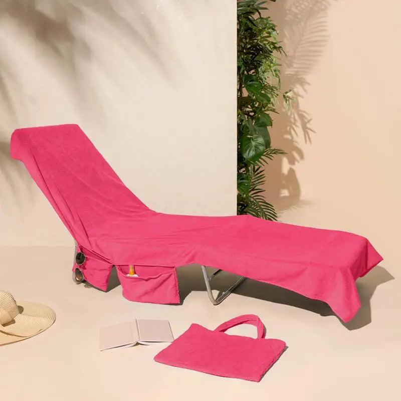 Extra-Large Quick Dry Beach Lounge Chair Towel – Microfiber Spa Pool Towel with Handy Pockets for Travel and Relaxation