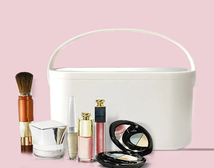 LED Portable Makeup Organizer with Mirror – Compact Vanity Light with Folding Design, Cosmetic Pocket Mirror Gift for Beauty Lovers