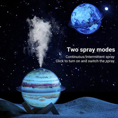 USB Planet Humidifier - 330ML Mist Maker with Colorful Night Light