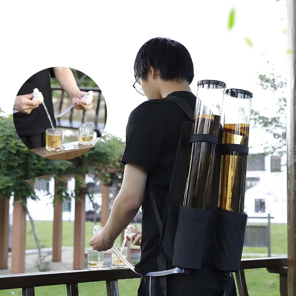 Plum Wheat Portable Backpack Dispenser – 6L Dual Shot Beverage Companion for Beer, Cocktails & More